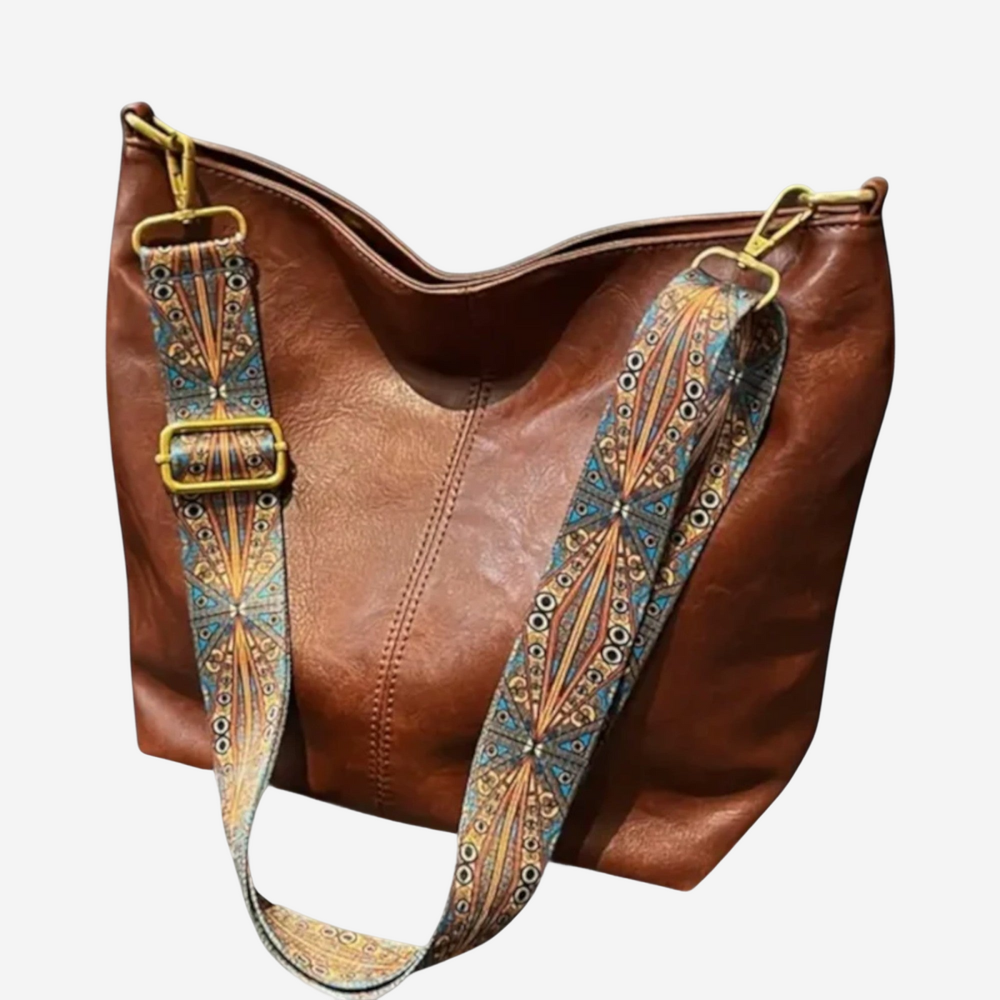 SVEA | Retro-style Shoulder Bag with Patterned Strap