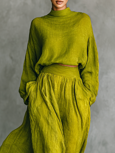 Pilar | Women's Green Suit in Cotton and Linen Blend