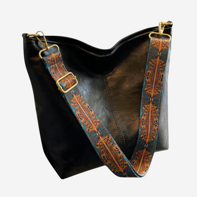SVEA | Retro-style Shoulder Bag with Patterned Strap
