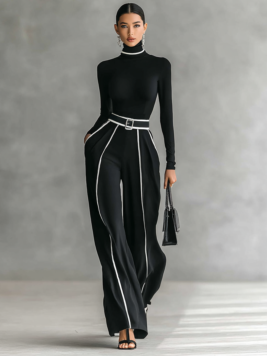 Lola | Two-Piece Set with Long Sleeve High Neck Top
