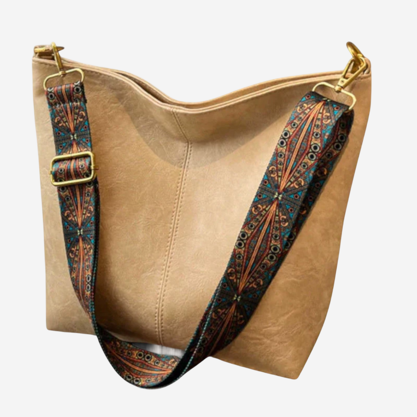 SVEA | Retro-style Shoulder Bag with Patterned Strap