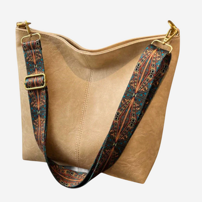 SVEA | Retro-style Shoulder Bag with Patterned Strap