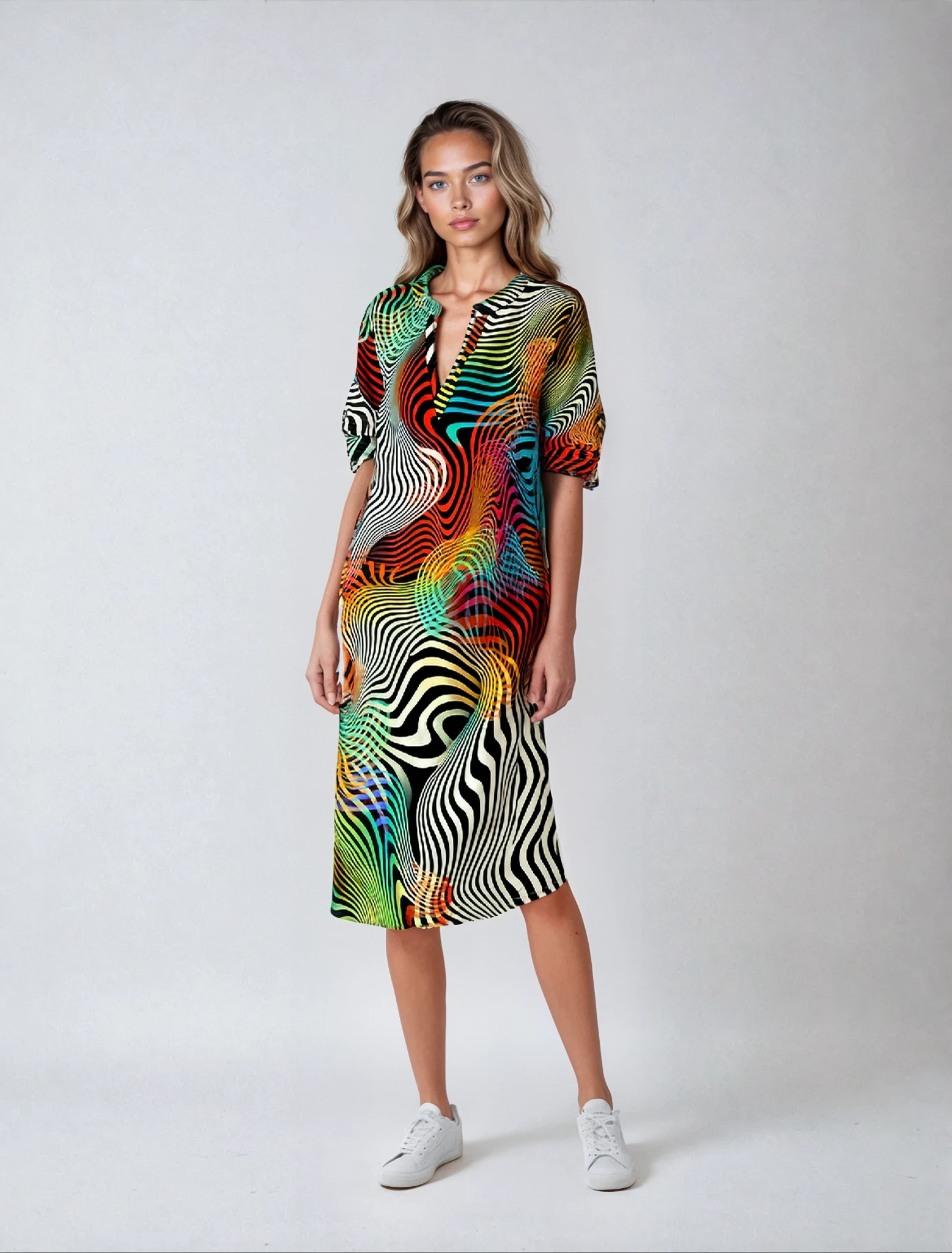 Yara™ – Elegant & Colorful Summer Dress with V-Neck