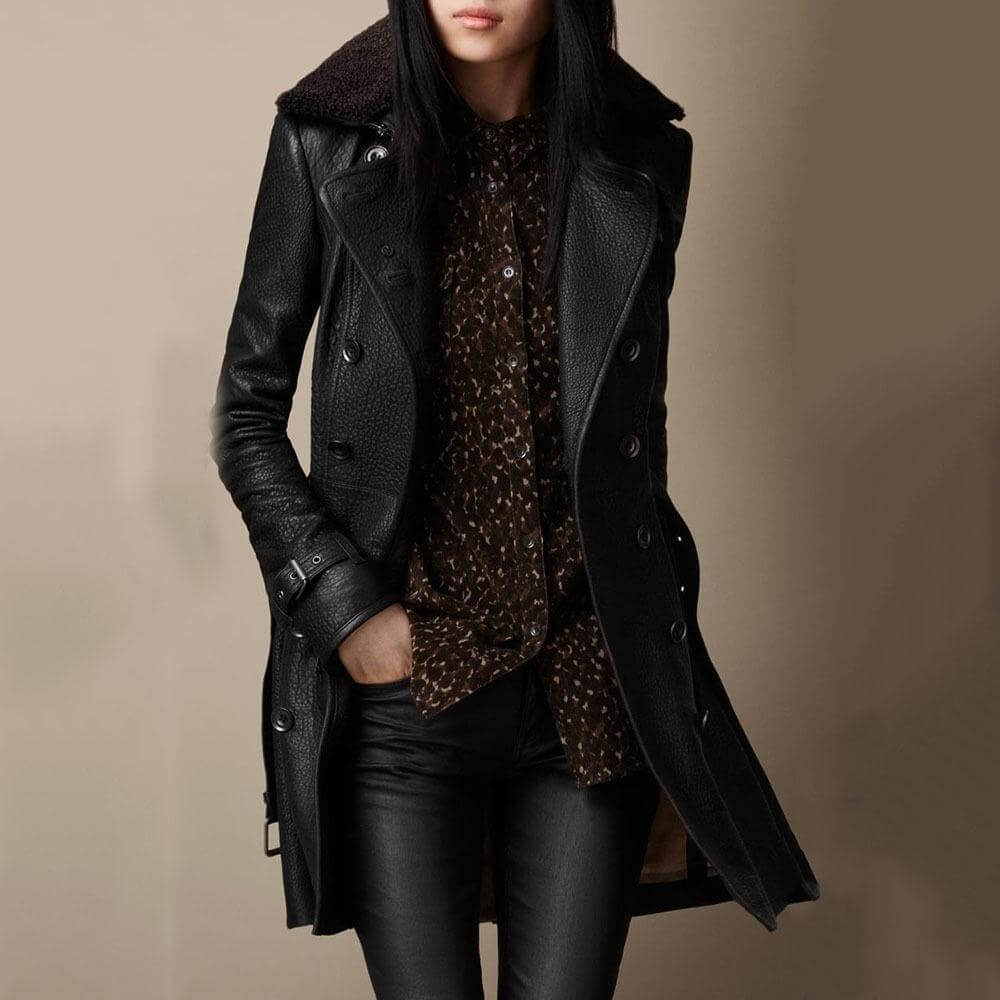 Grace™ | Elegant 3/4 Leather Coat