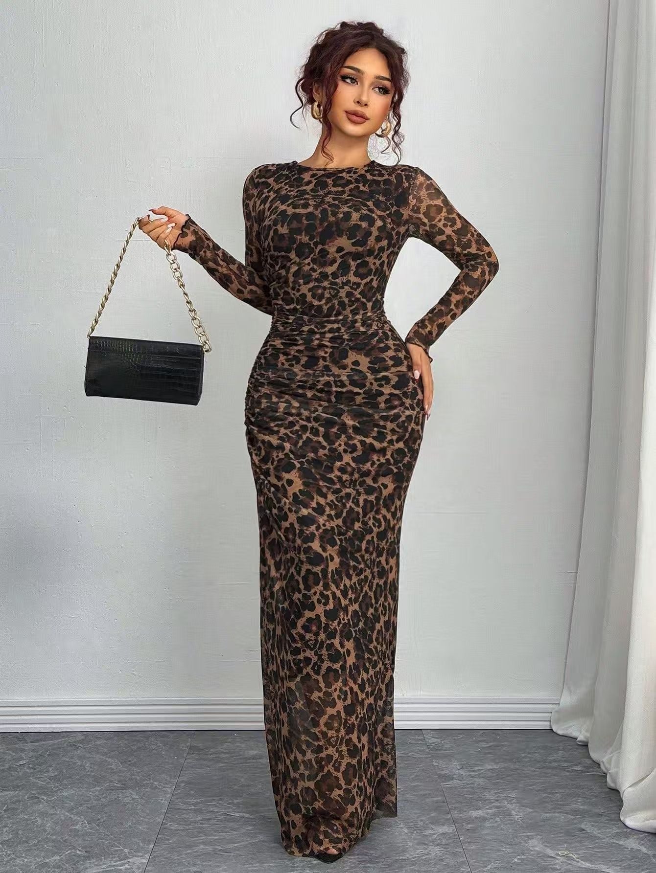 Grace™ | Printed Long Sleeve Bodycon Maxi Dress