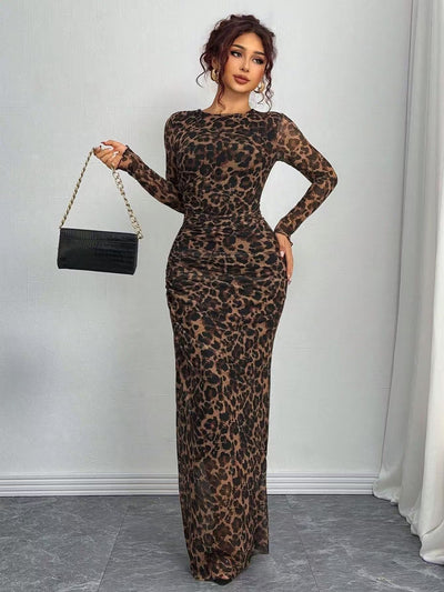 Grace™ | Printed Long Sleeve Bodycon Maxi Dress