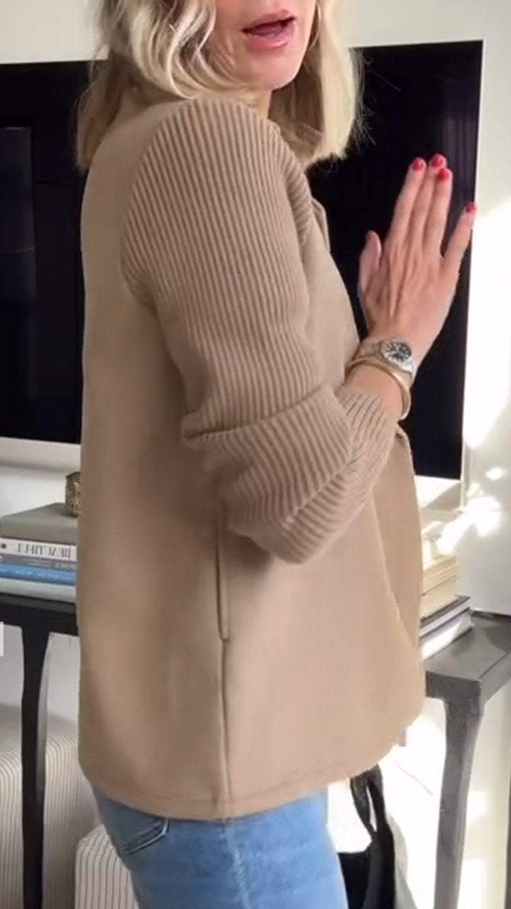Olivia™ | Elegant Knit-Sleeve Blazer