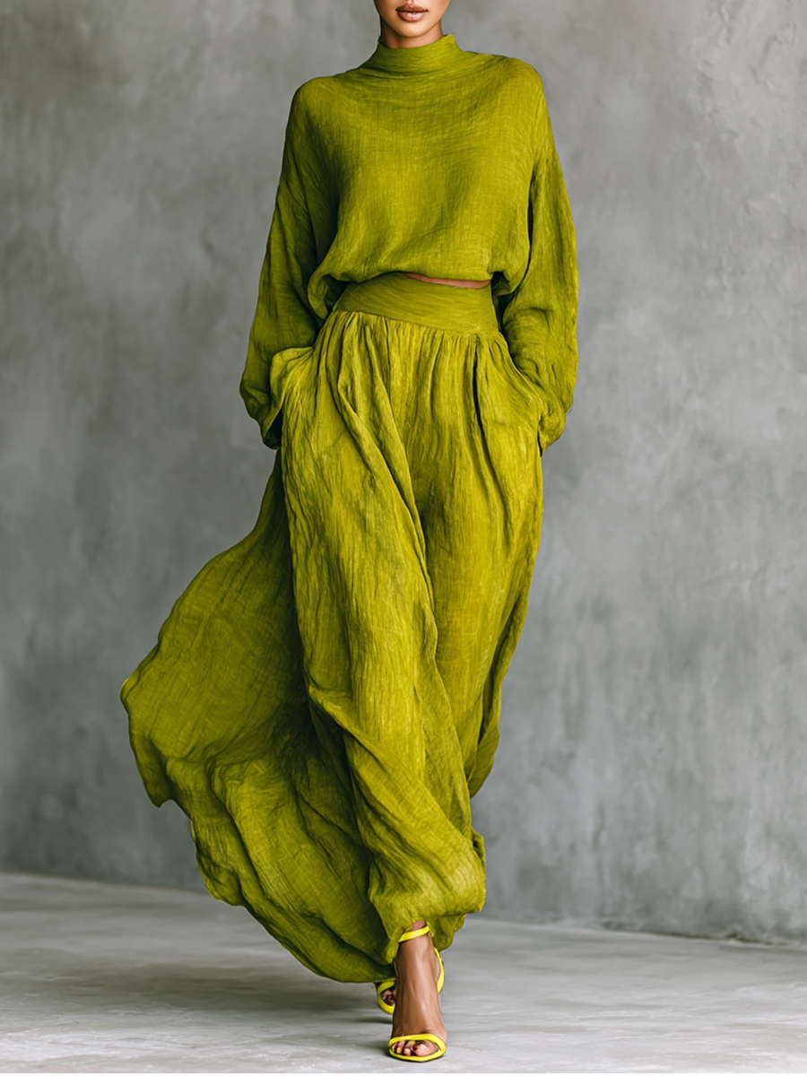 Pilar | Women's Green Suit in Cotton and Linen Blend